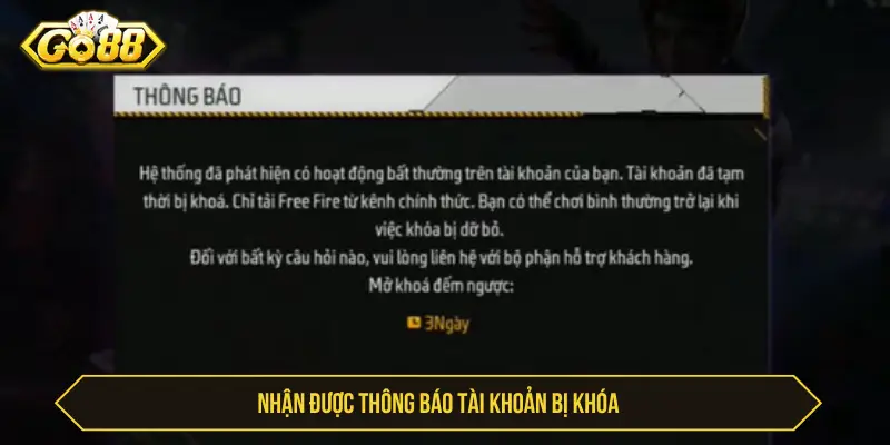 Nhận được thông báo tài khoản bị khóa